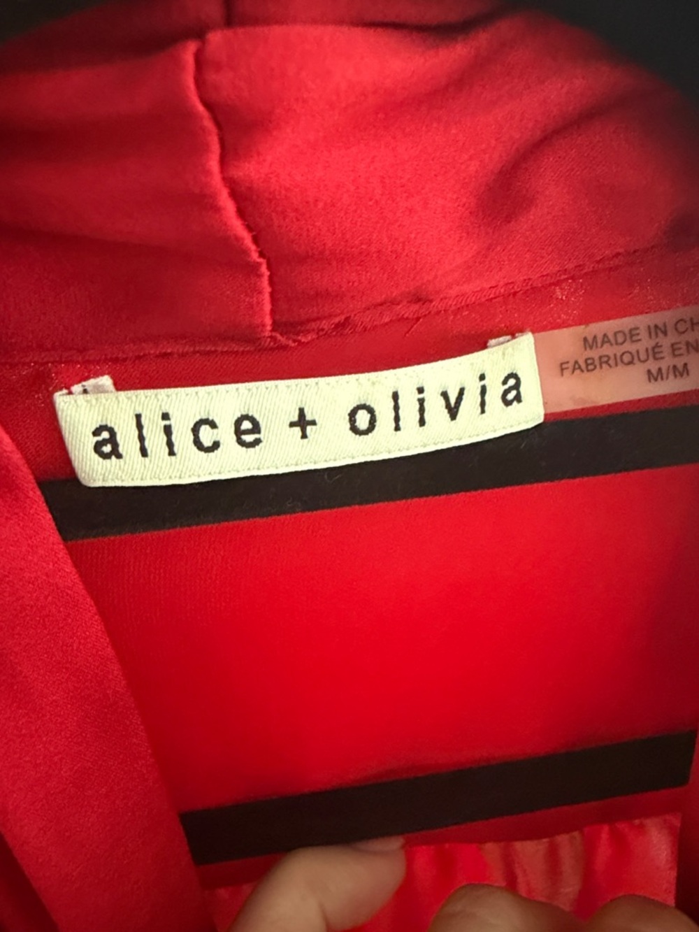 Alice + Olivia Red Tie-Neck Silk Blouse - Picture 2 of 4